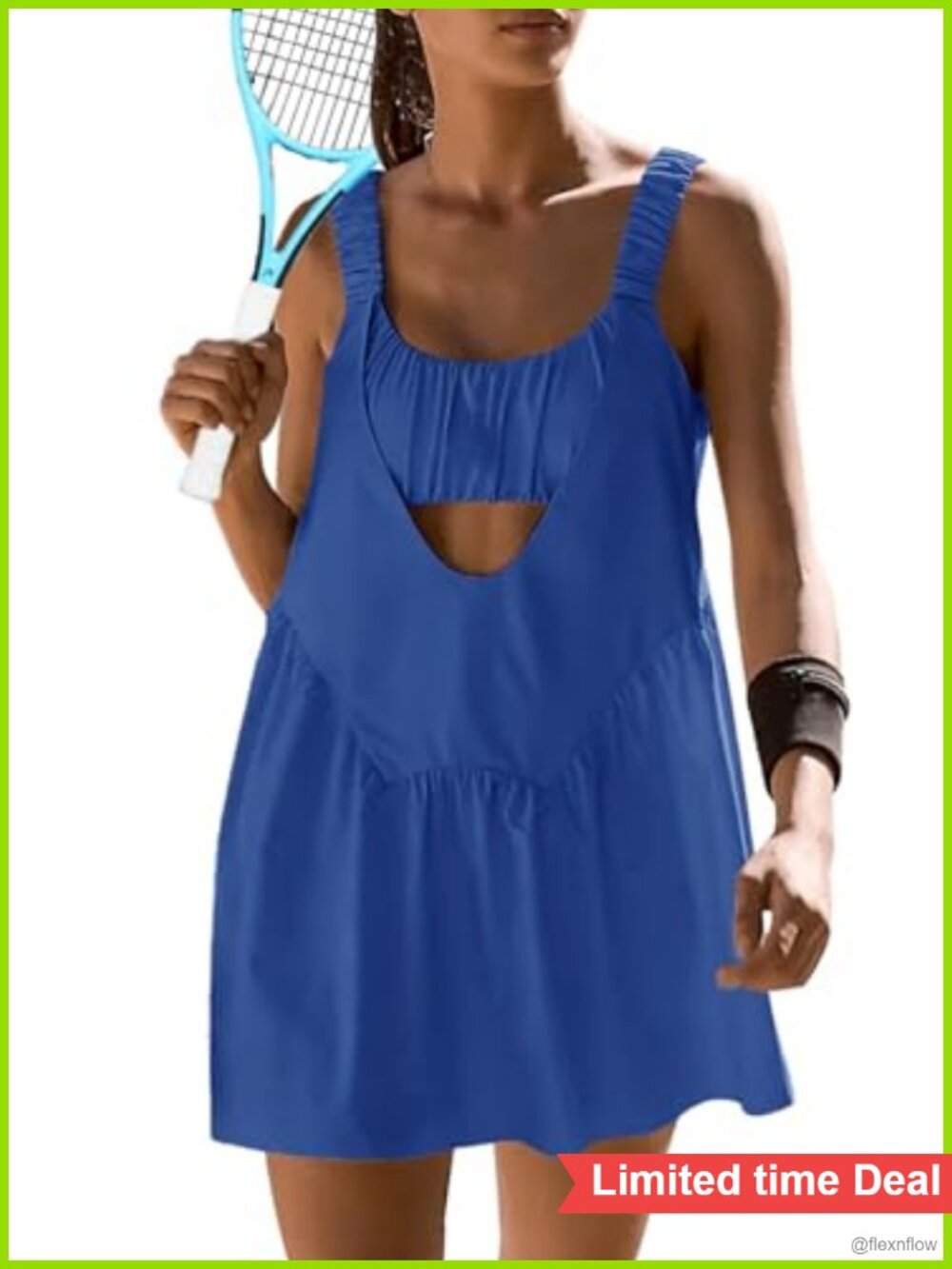 Women Tennis Dress Built in Shorts & Bra Sleeveless Athletic Golf Dress Pockets